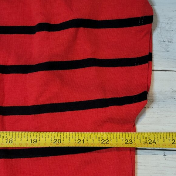 Express One Eleven Shirt Top Womens Medium Short Sleeve Casual Striped Red - Picture 6 of 7
